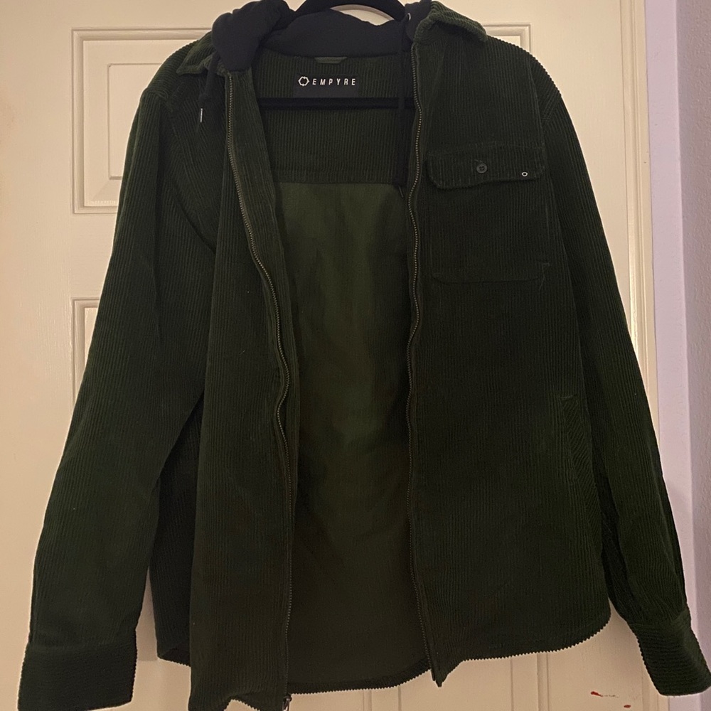 Empyre dark green corduroy hooded jacket from Zumiez